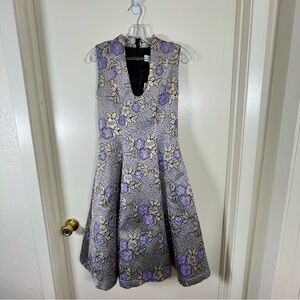 NWT Belle Badgley Mischka Woman’s Size 2 Purple and Gray Floral Cocktail Dress